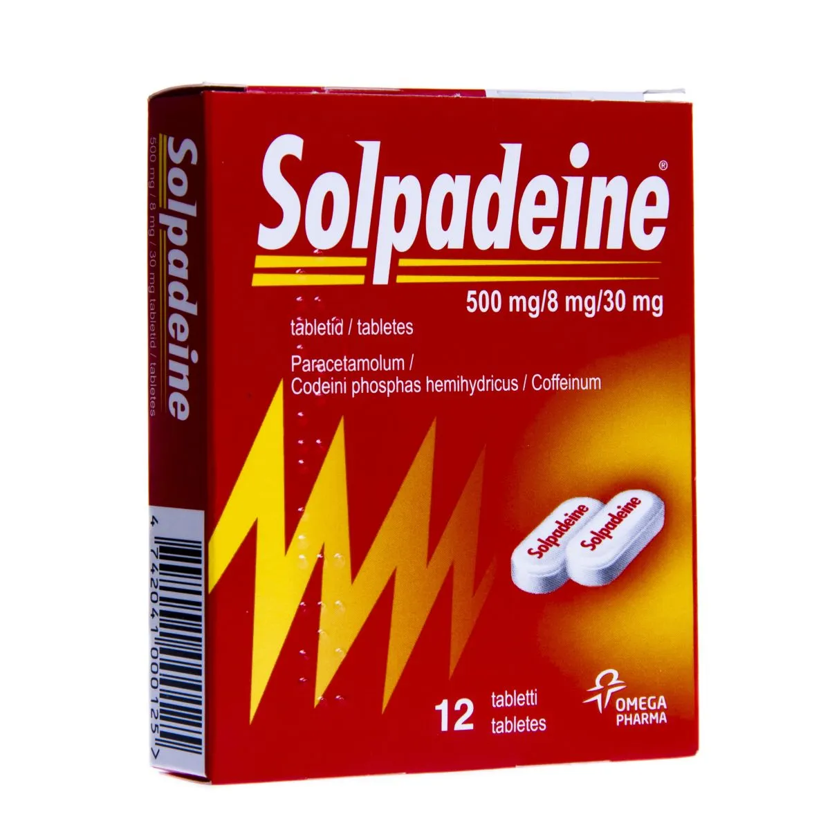 SOLPADEINE TBL 500MG+8MG+30MG N12 - Product Image