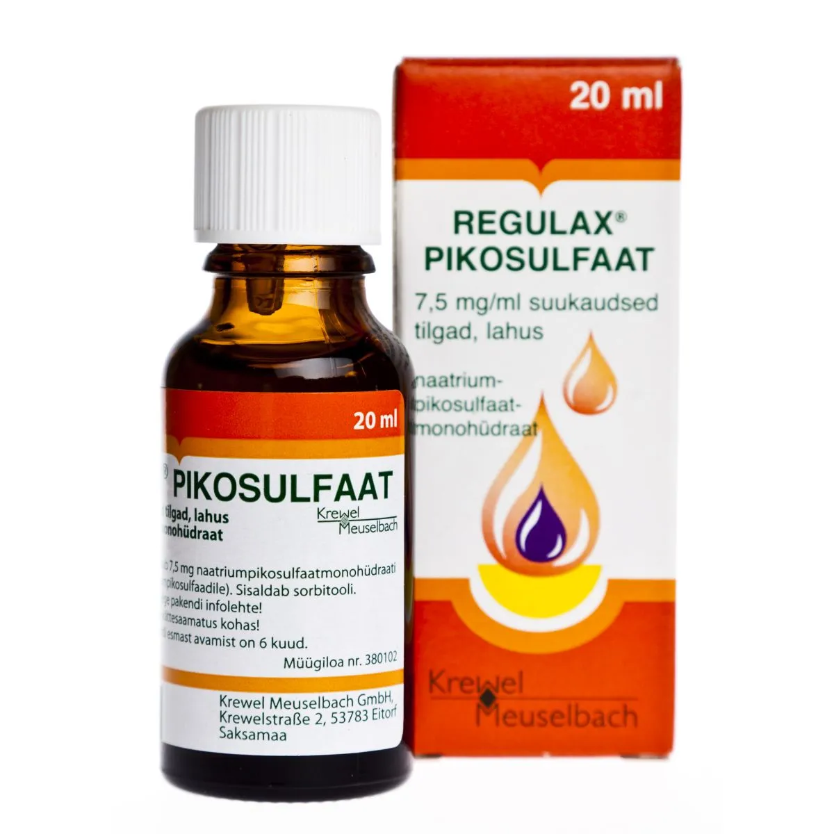 REGULAX PIKOSULFAAT SUUKAUDSED TILGAD 7,23MG/ML 20ML - Product Image