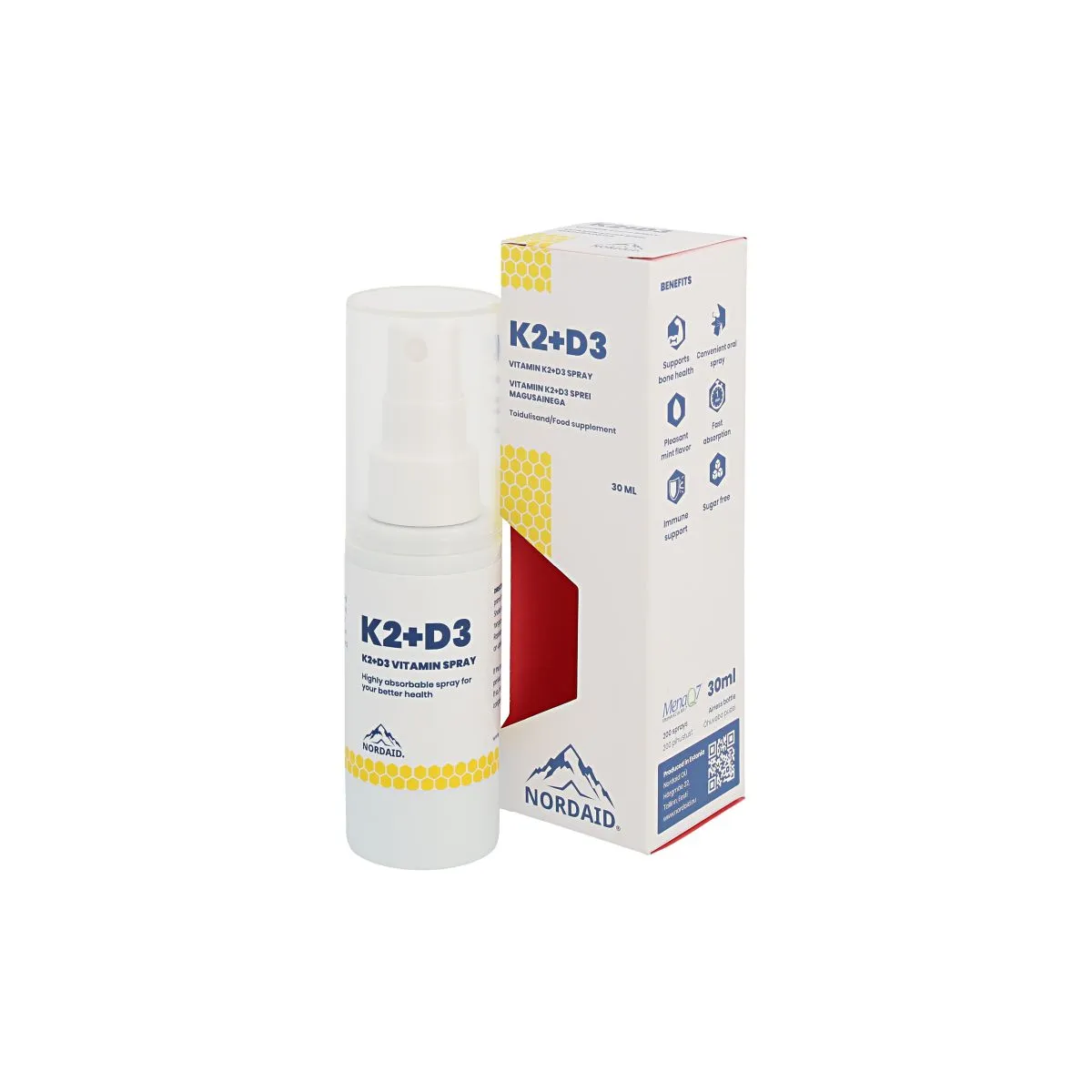 NORDAID K2+D3 VITAMIIN SUUKAUDNE SPREI 100MCG+4000IU 30ML - Product Image