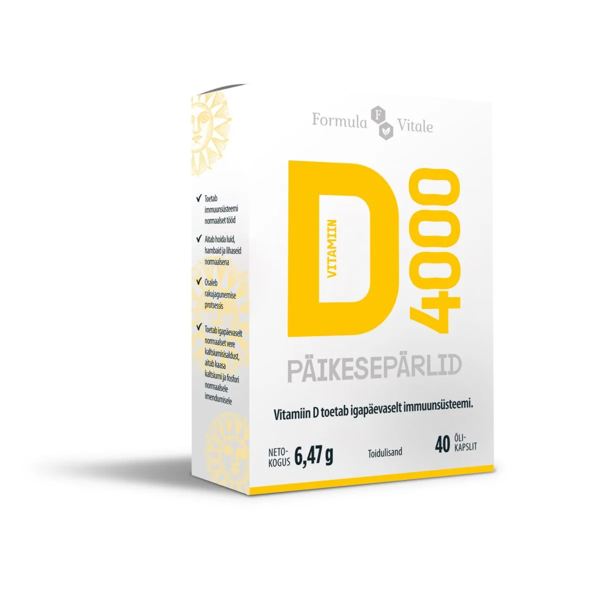 FORMULA VITALE D-VIT PÄIKESEPÄRLID 4000IU N40 - Product Image