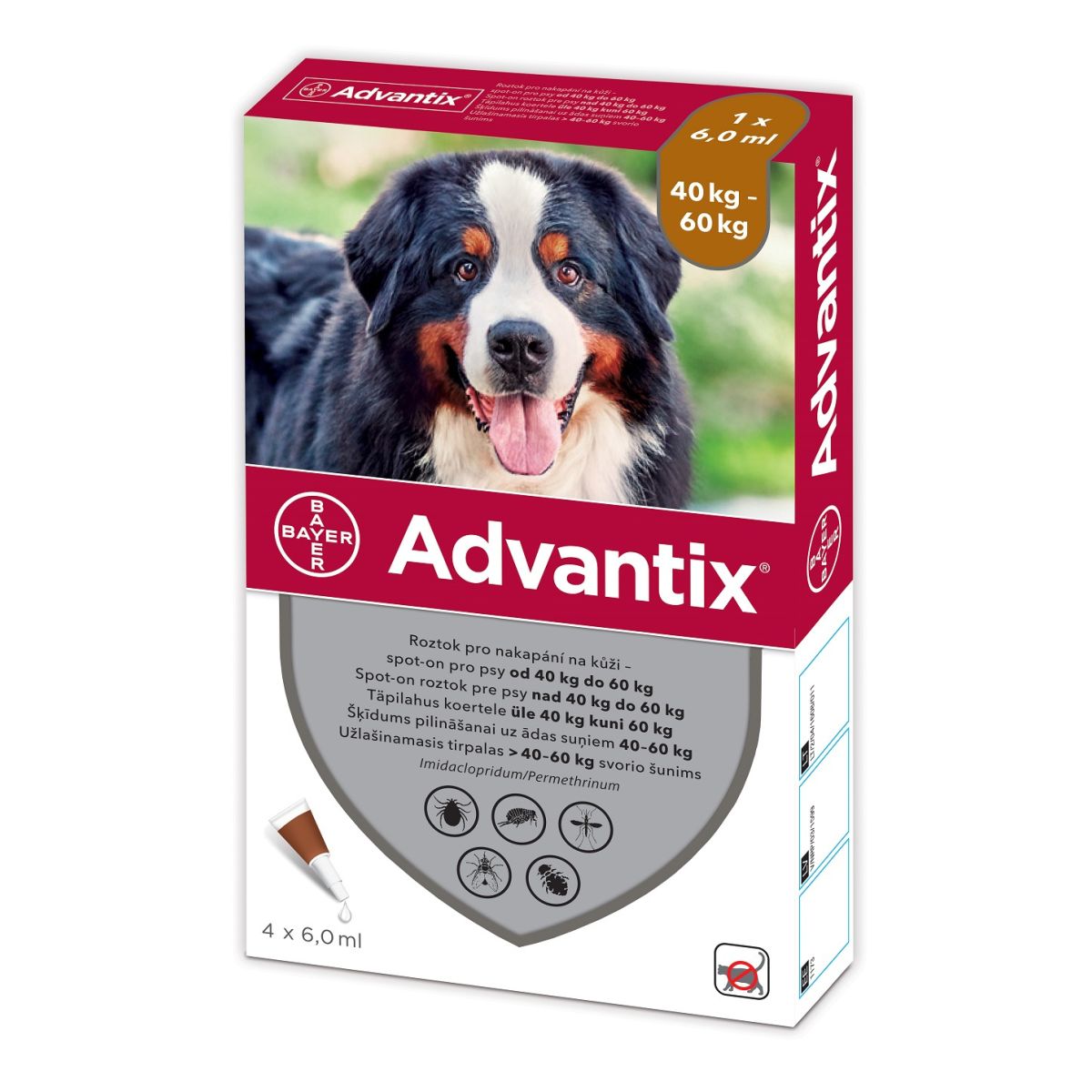 ADVANTIX TÄPILAHUS 500MG+100MG/ML 6,0ML N4 (>40-60KG)