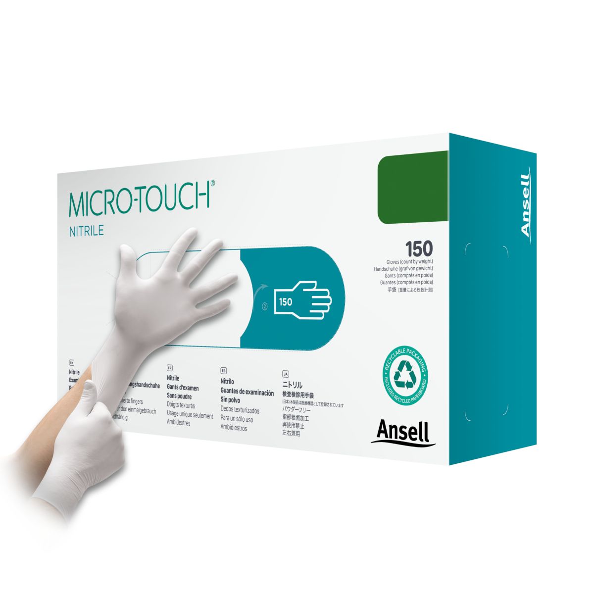 KINDAD MICRO-TOUCH NITRILE WHITE PF PROTS M N150 - Product Image