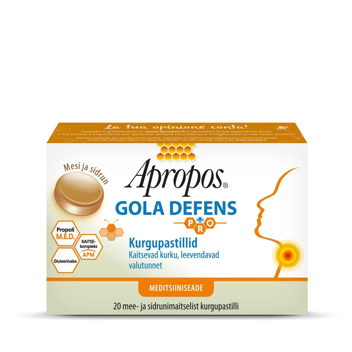 APROPOS GOLA DEFENS PASTILLID MESI JA SIDRUN N20 - Product Image