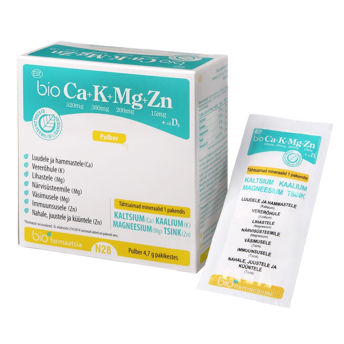 BIO CA+K+MG+ZN+VITAMIIN D3 PULBER N28 1+1 - Product Image