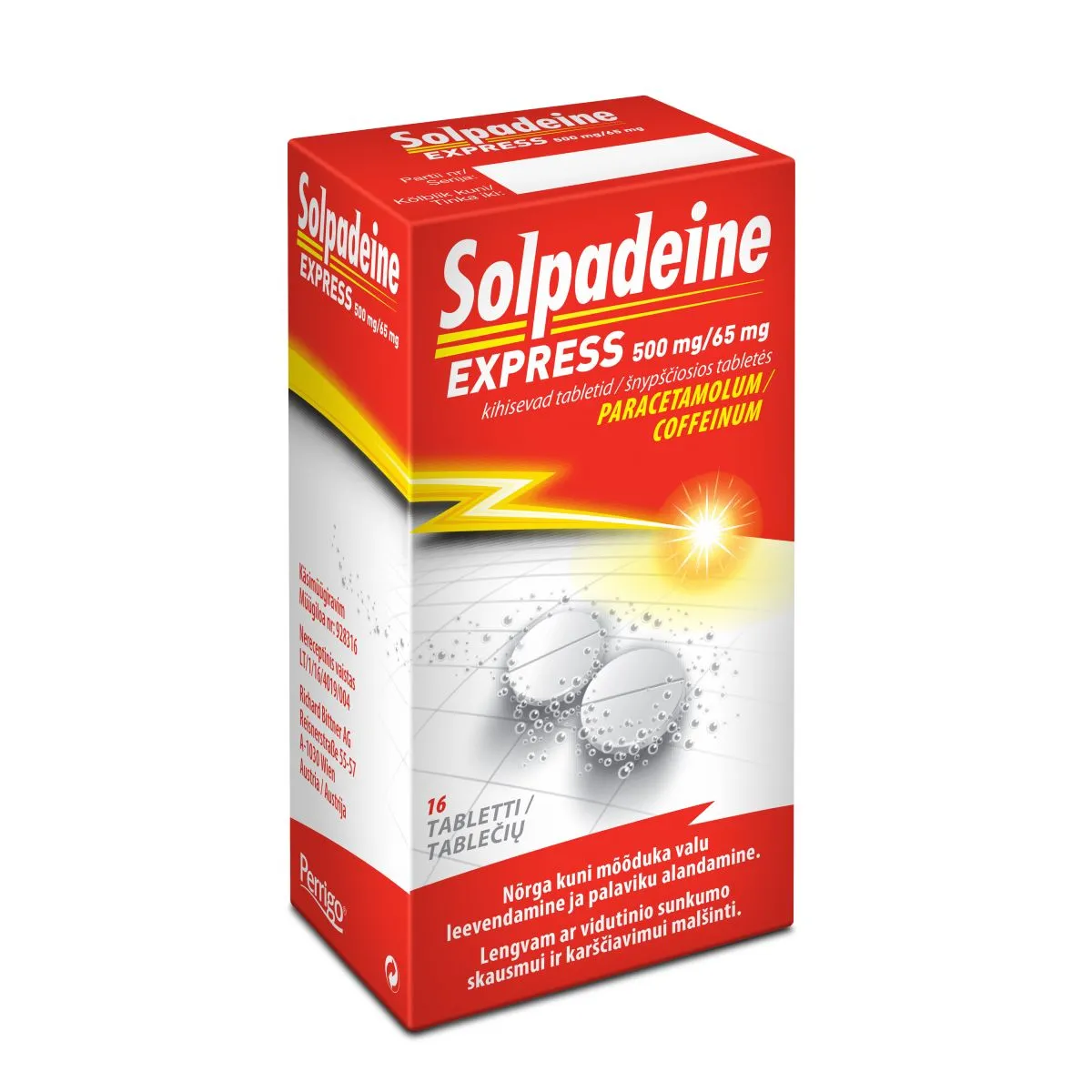 SOLPADEINE EXPRESS KIHISEV TABLETT 500MG+65MG N16 - Product Image