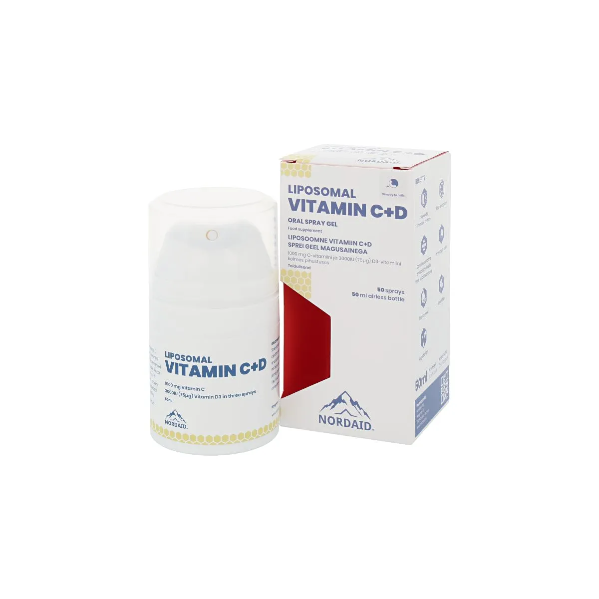 NORDAID VITAMIIN C+D LIPOSOOMNE SPREI GEEL 50ML - Product Image