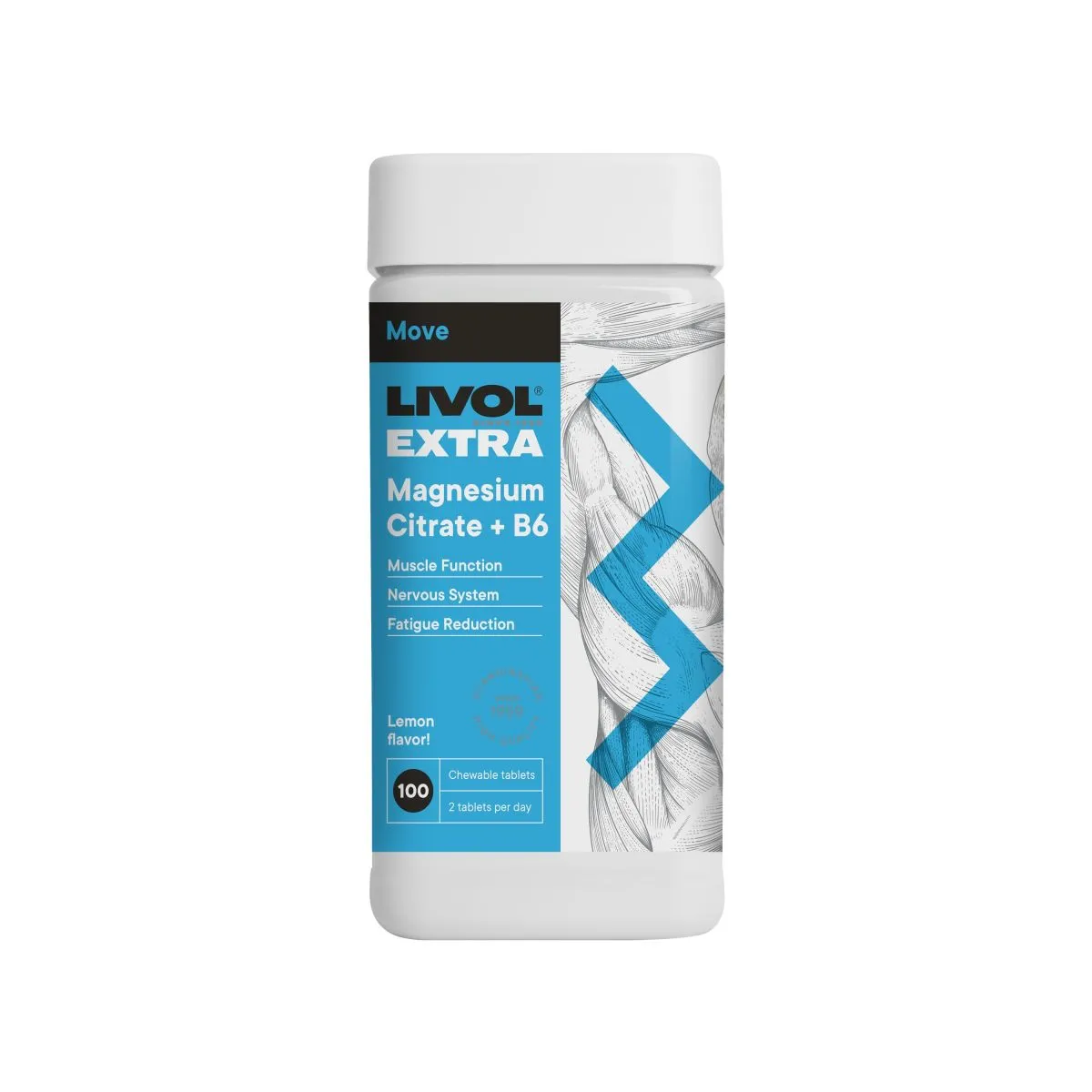 LIVOL EXTRA MAGNEESIUMTSITRAAT + B6 N100 - Product Image