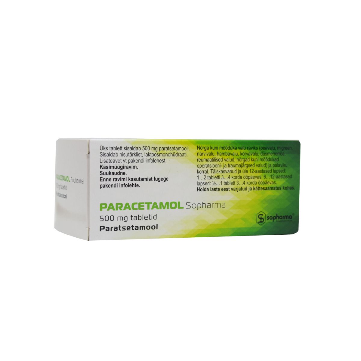 PARACETAMOL SOPHARMA TBL 500MG N100 - Product Image