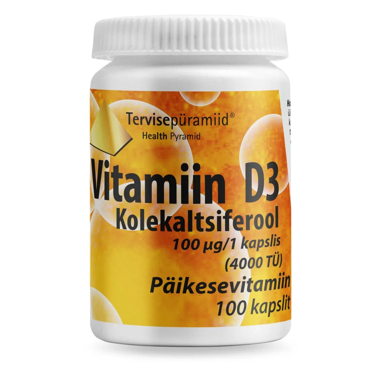 TERVISEPÜRAMIID VITAMIIN D3 KAPSLID 100MCG N100 - Product Image