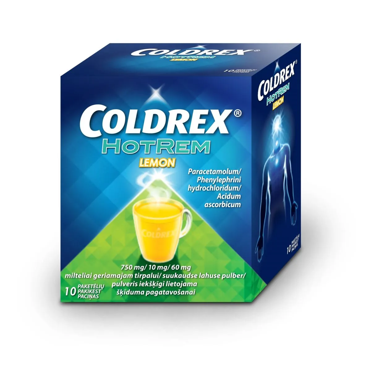 COLDREX HOTREM LEMON 750+10+60MG N10 SUUKAUDSE LAH PLV - Product Image