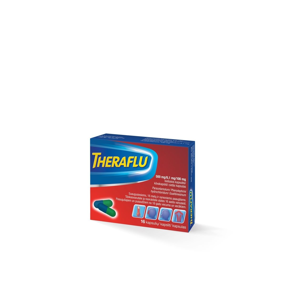 THERAFLU KÕVAKAPSEL 500MG+100MG+6,1MG N16 - Product Image