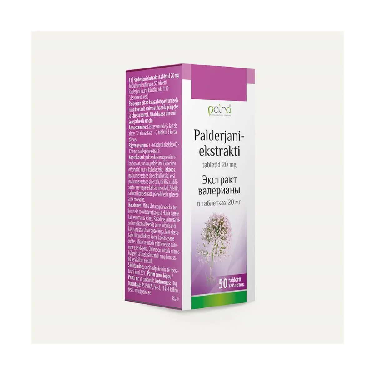 PALDERJANIEKSTRAKTI TABLETID 20MG N50 - Product Image