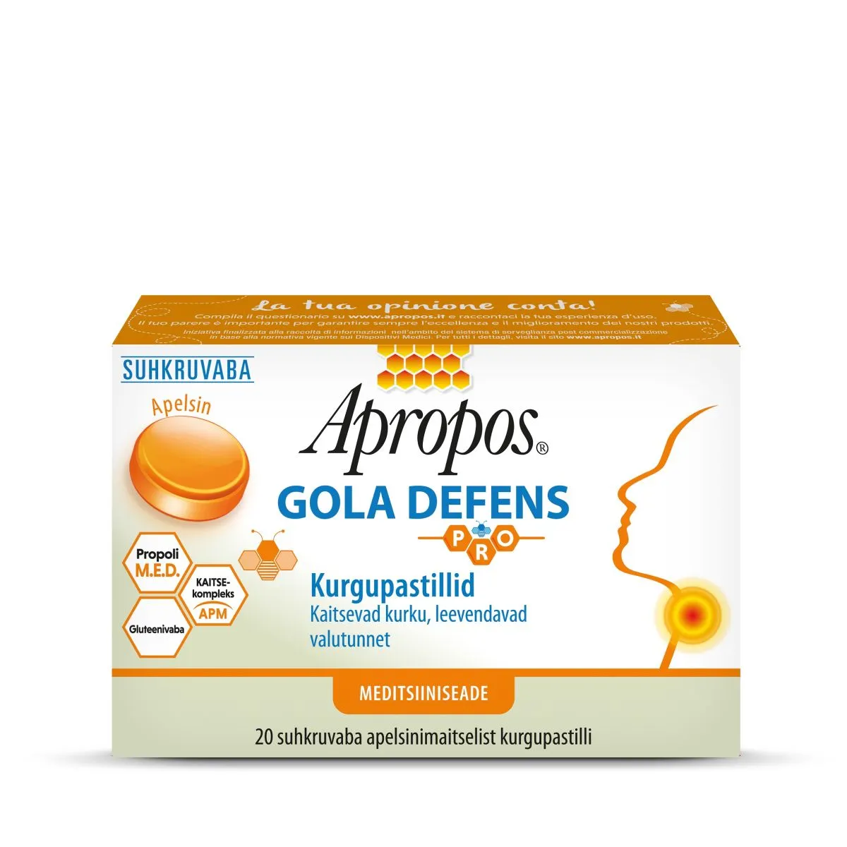 APROPOS GOLA DEFENS PASTILLID APELSIN N20 - Product Image