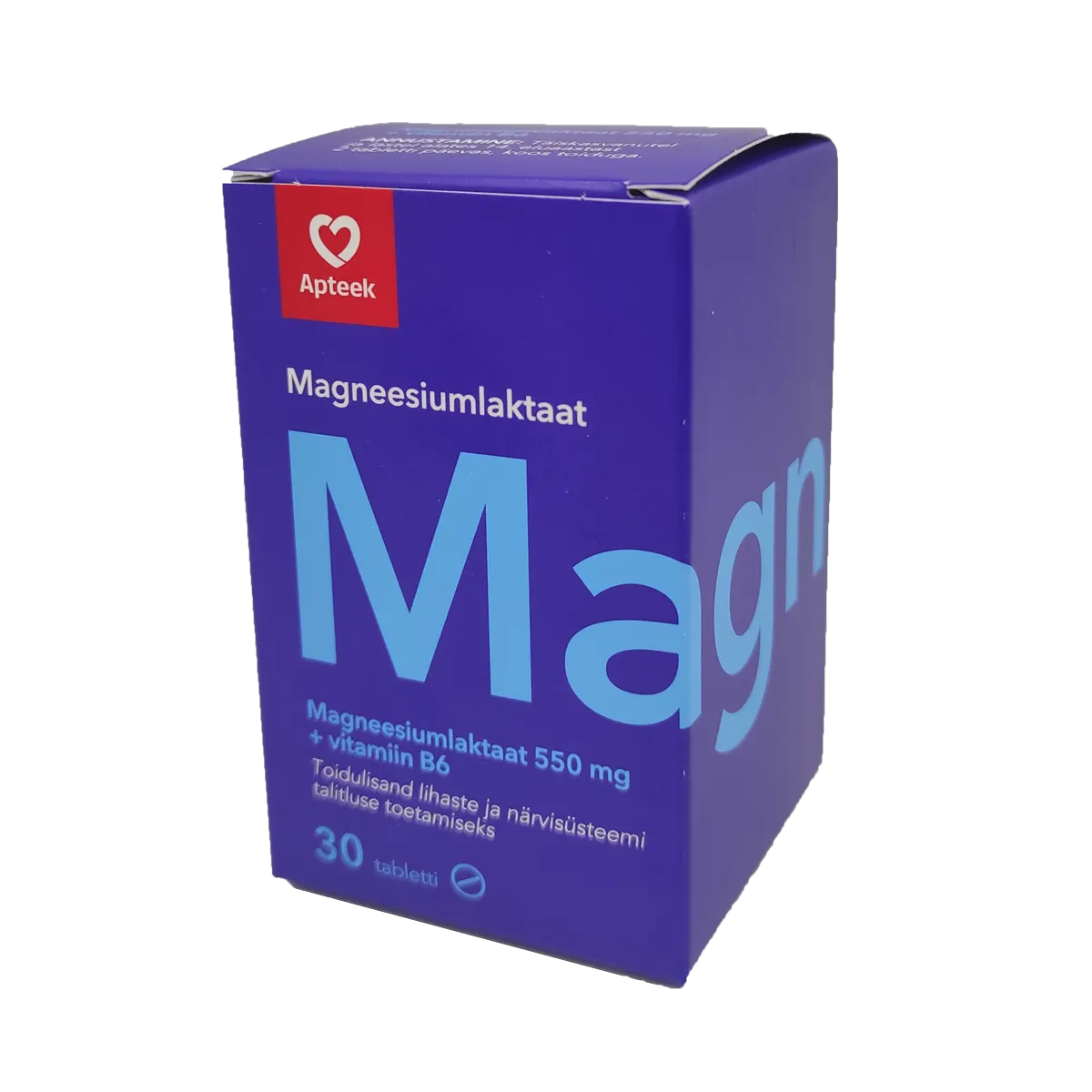 SA MAGNEESIUMLAKTAAT 550MG+VITAMIIN B6 TBL N30 - Product Image 1