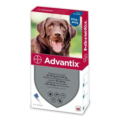 ADVANTIX TÄPILAHUS 500MG+100MG/ML 4,0ML N4 (>25-40KG)