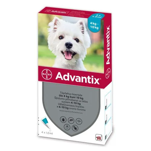 ADVANTIX TÄPILAHUS 500MG+100MG/ML 1ML N4 (>4-10KG)