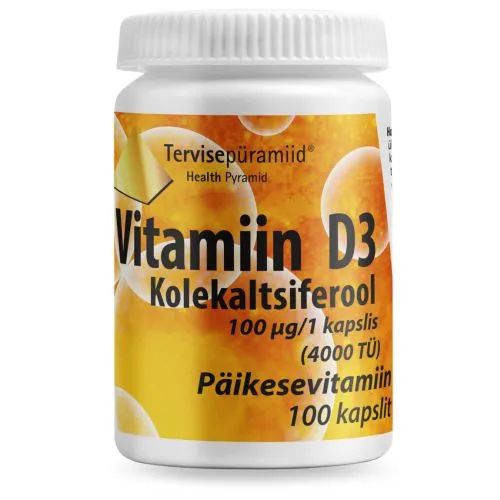 TERVISEPÜRAMIID VITAMIIN D3 KAPSLID 100MCG N100