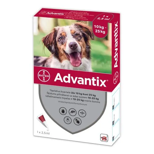 ADVANTIX TÄPILAHUS 500MG+100MG/ML 2,5ML N1 (>10-25KG)